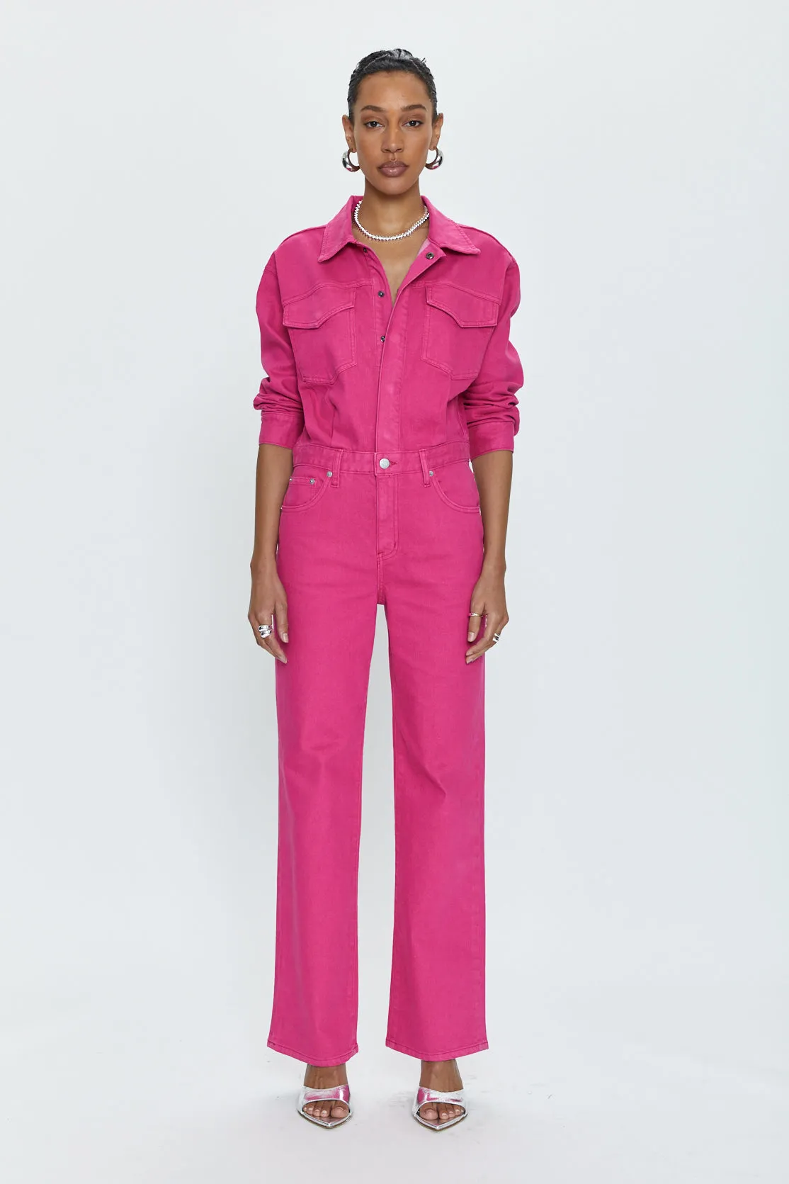 Nikkie Long Sleeve Jumpsuit - Pink Garnet