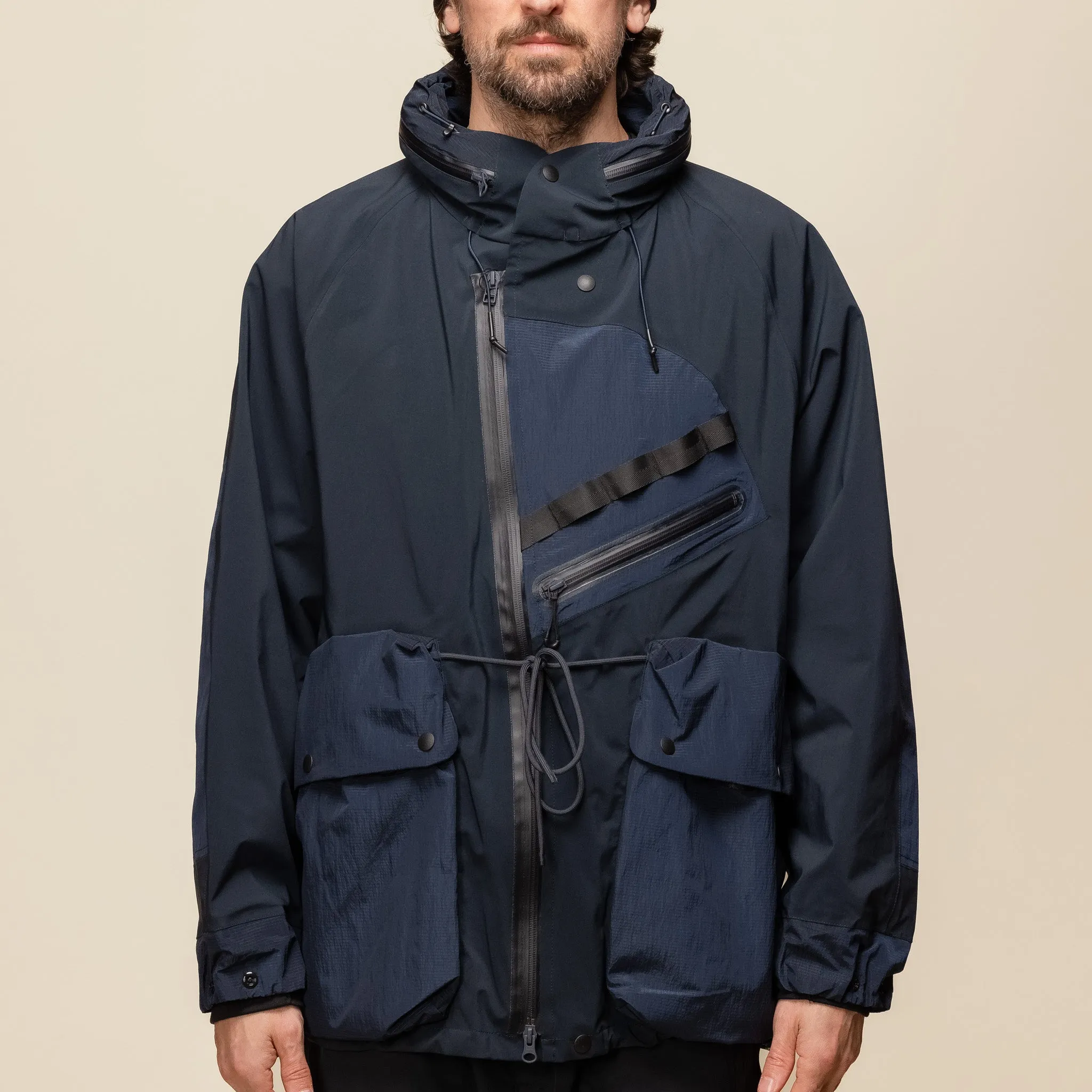 Norbit by Hiroshi Nozawa - All Weather Double Action 2 Way Collar Jacket - Navy