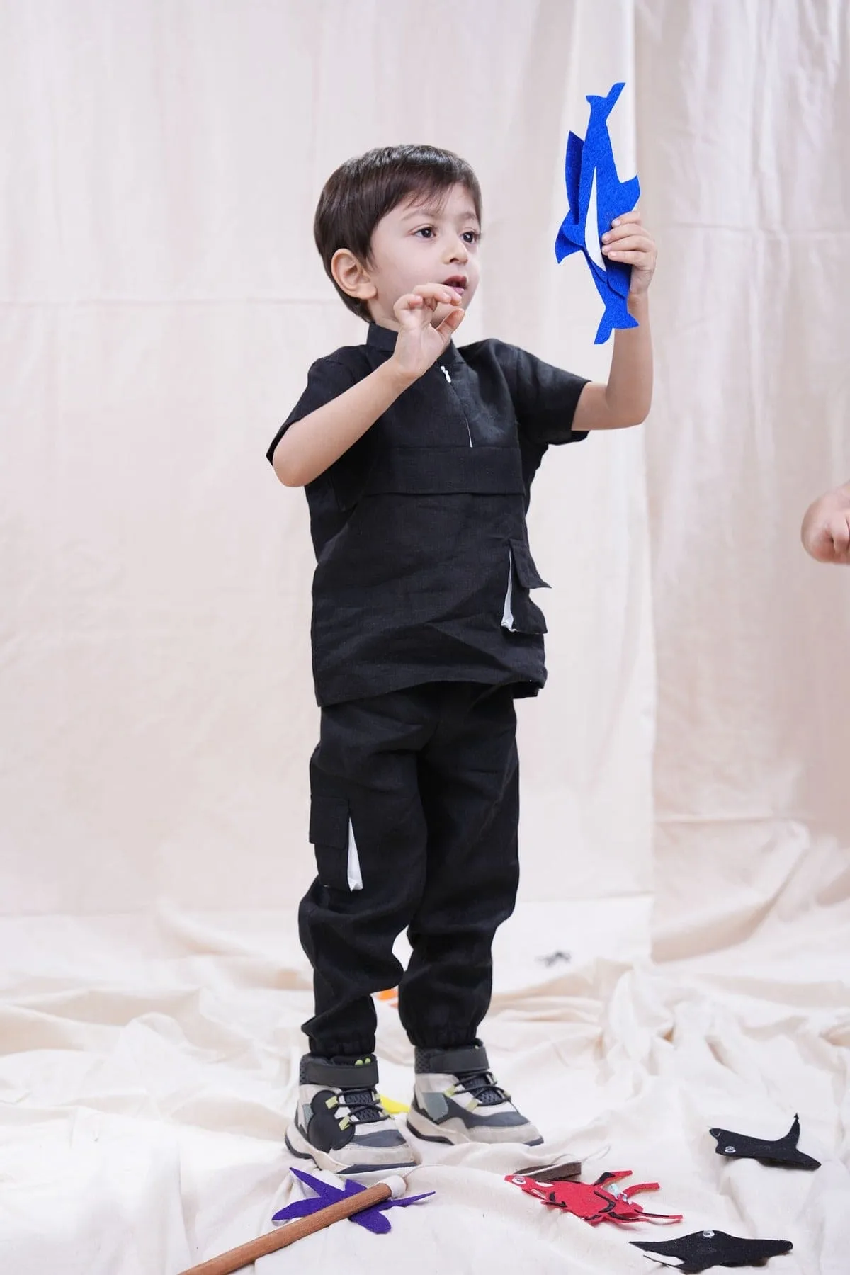 Pre-Order: Unique Box Style Pure Linen Co-ord (Black Colour)