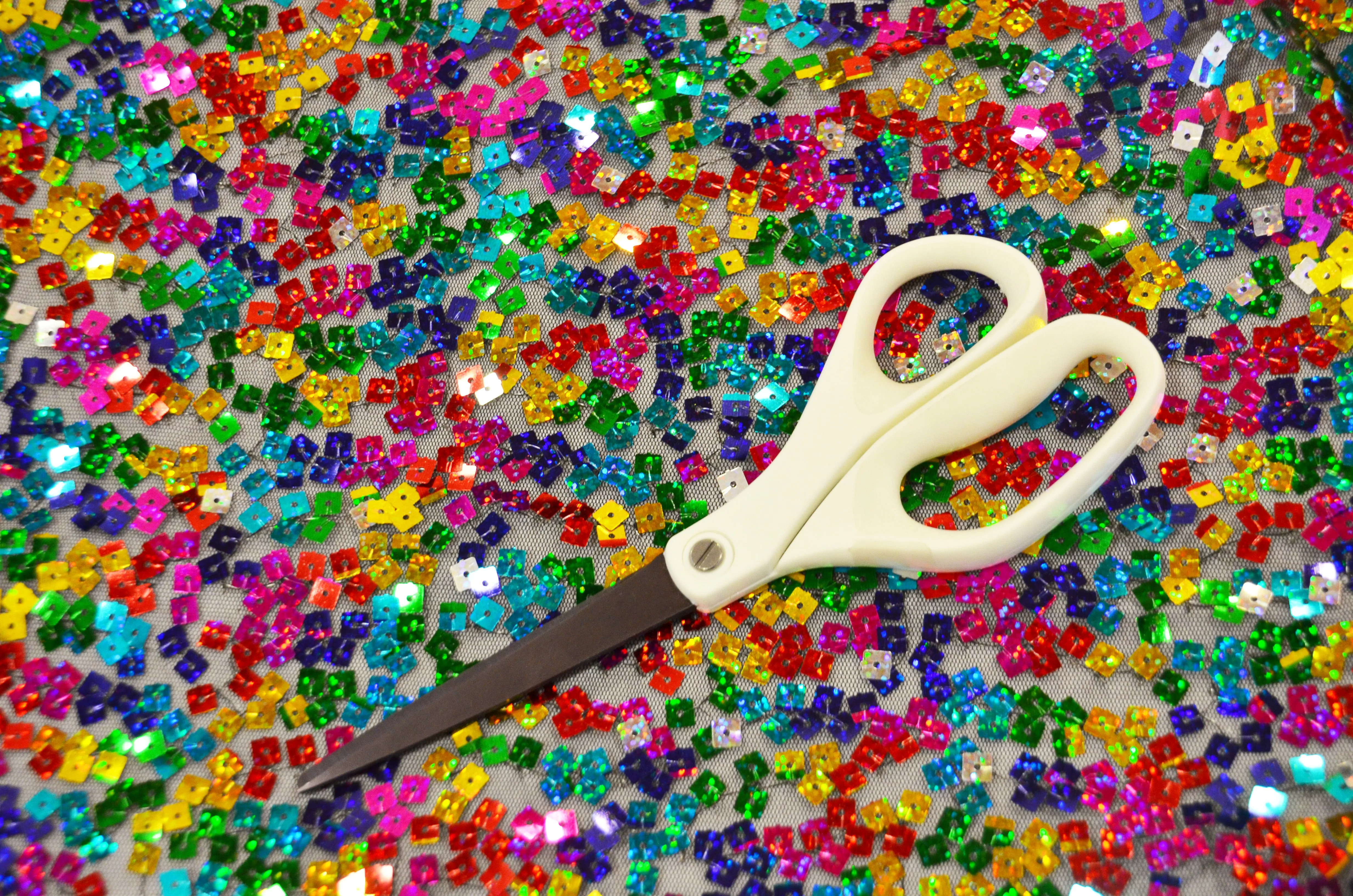 Rainbow Square Sequins Fabric by the Yard | Multi Color Sequins Fabric | 52" Wide | Holographic Square Sequins |
