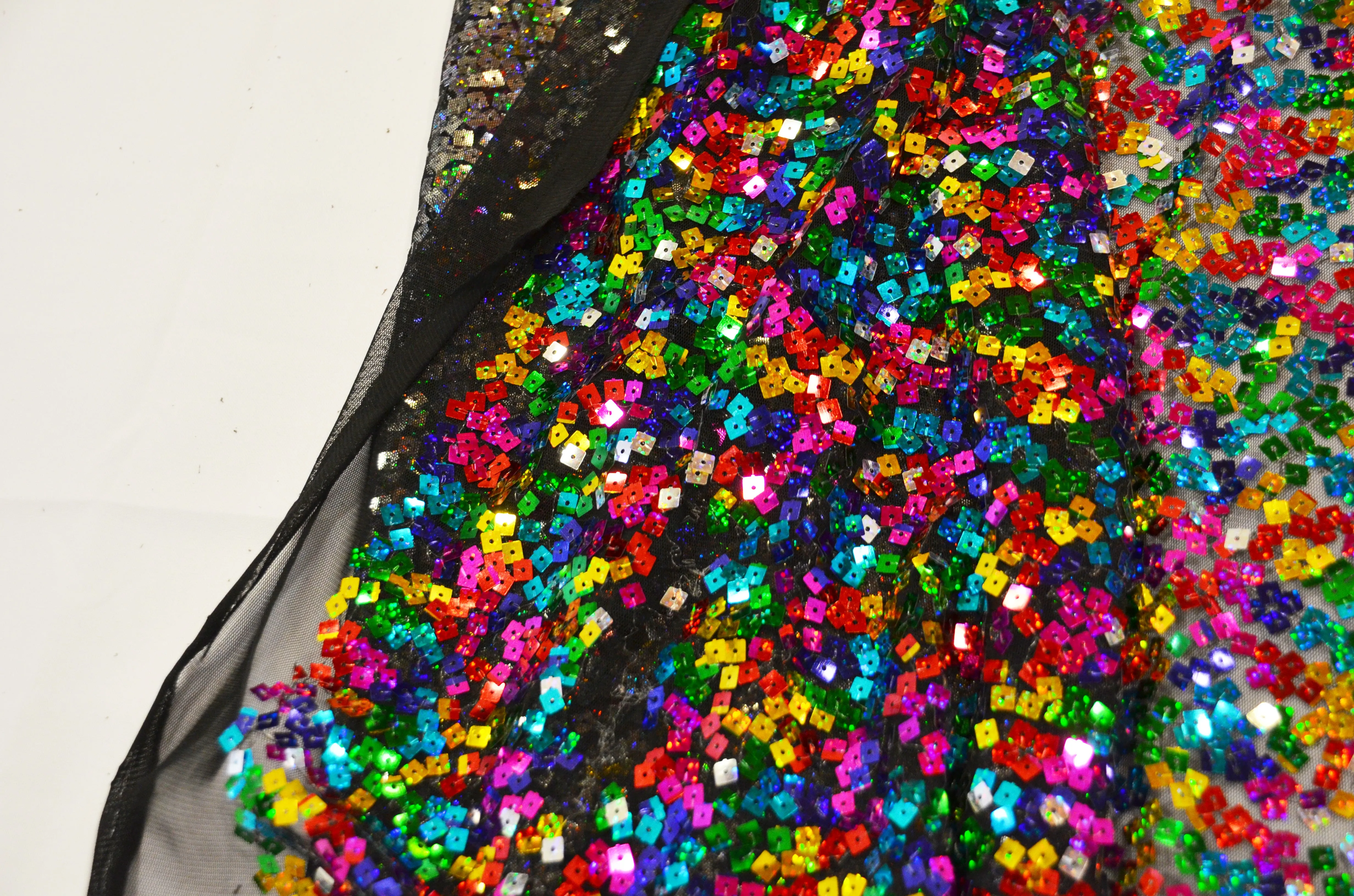 Rainbow Square Sequins Fabric by the Yard | Multi Color Sequins Fabric | 52" Wide | Holographic Square Sequins |