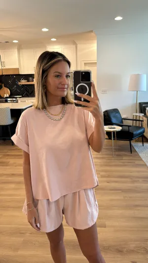 Relaxed Fit Top and Short Set, Blush