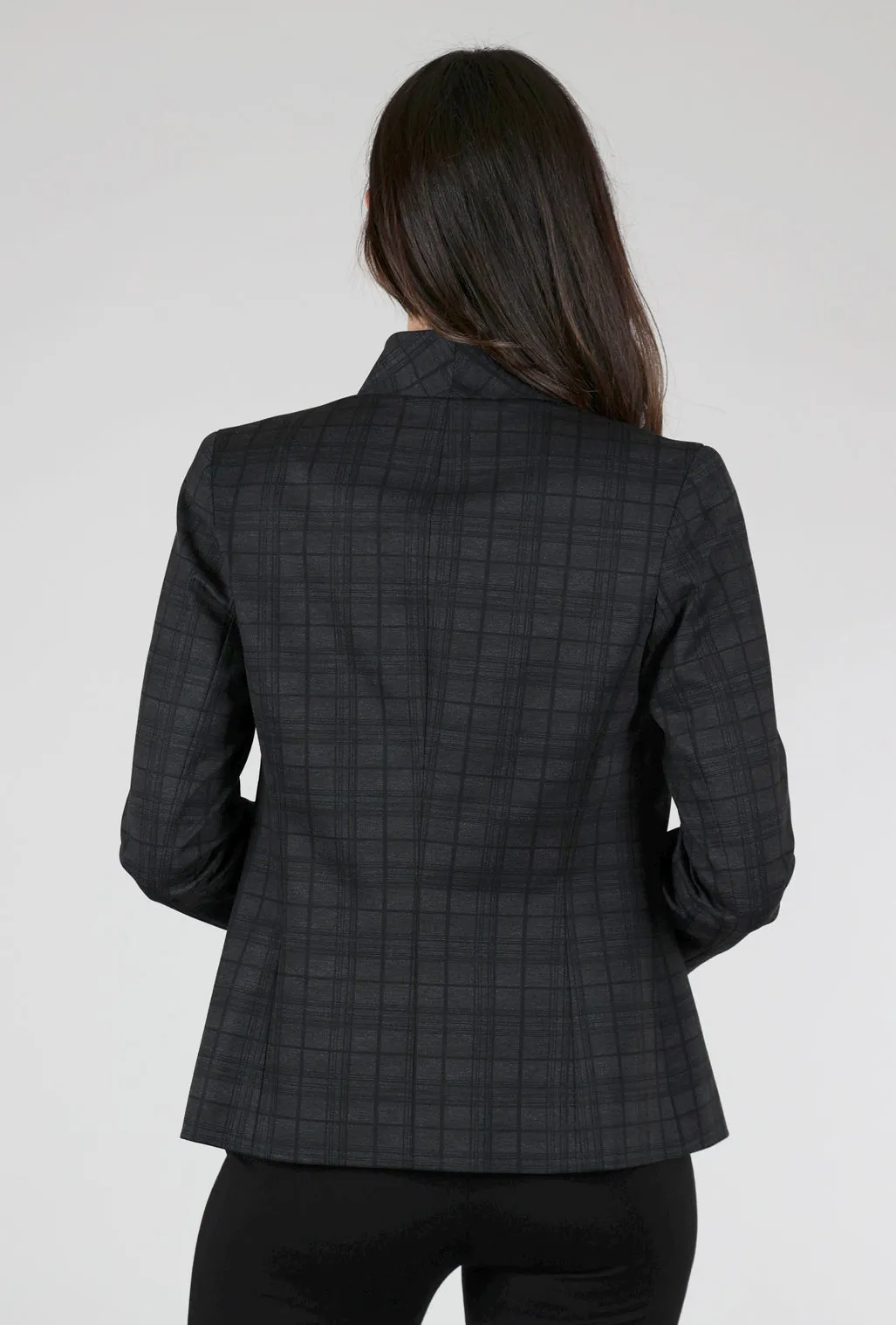 Shaped Plaid Jacket, Charcoal