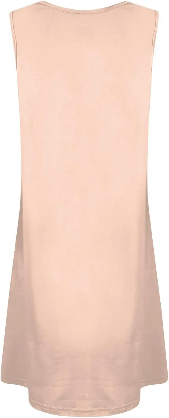 Sun Dresses for Women 2025 Summer Midi Buttons Sleeveless Dress V Neck Slip Glam Beach Tank Dress with Pocket