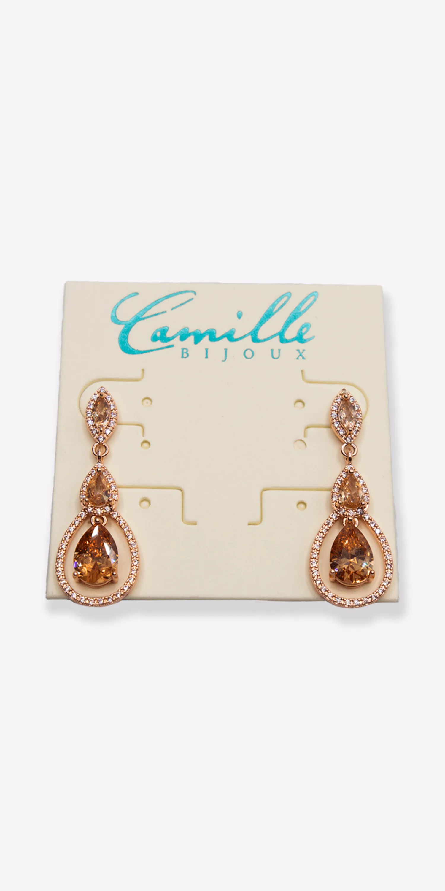 Tear Drop Halo Cubic Zirconia Earrings