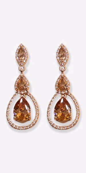 Tear Drop Halo Cubic Zirconia Earrings
