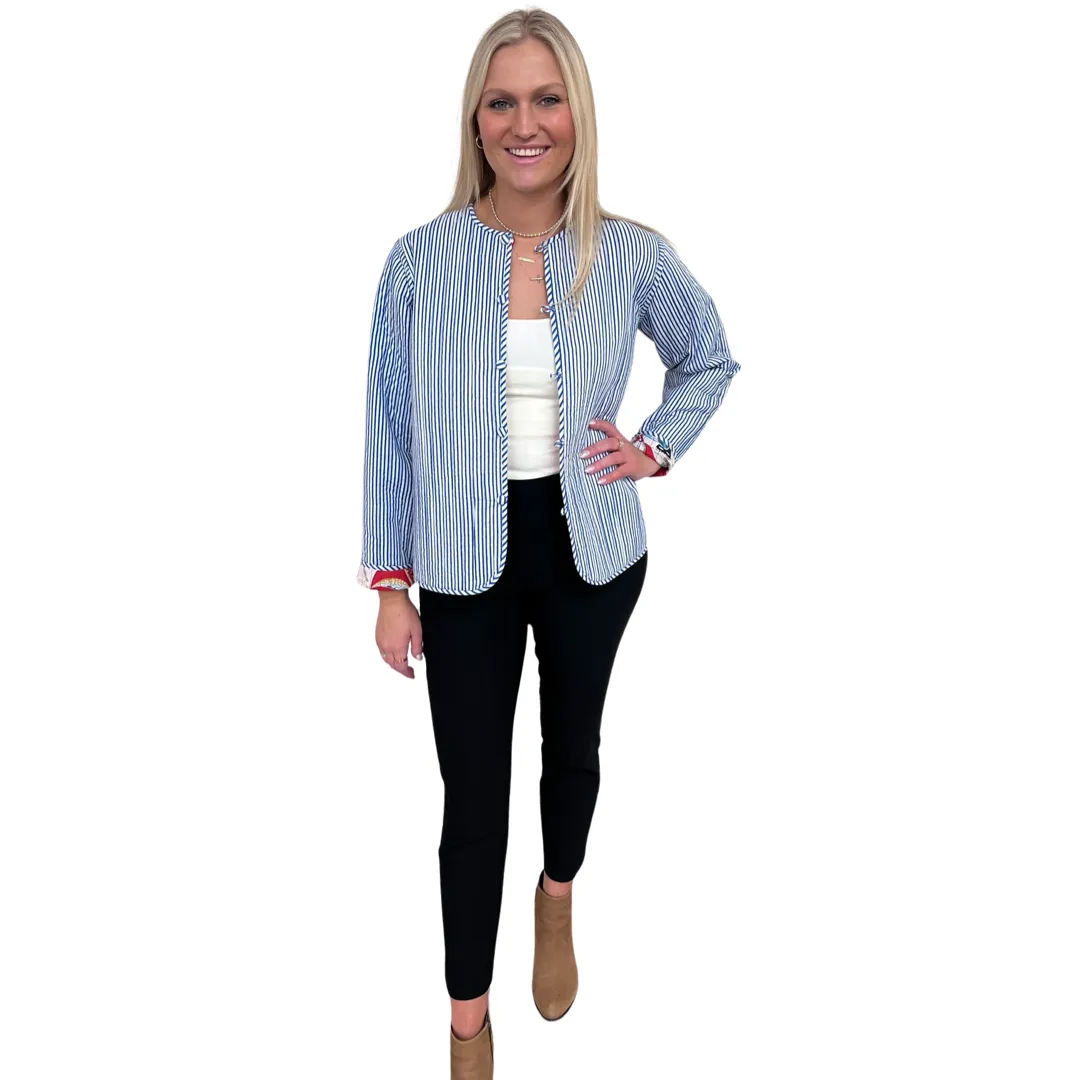 The Madeline Reversible Quilted Jacket in Scarlett Monkey Hand-Blocked Floral