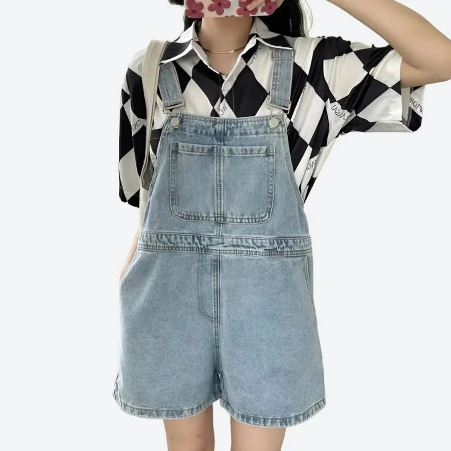 Trendy Denim Overall  Relaxed Fit Shorts