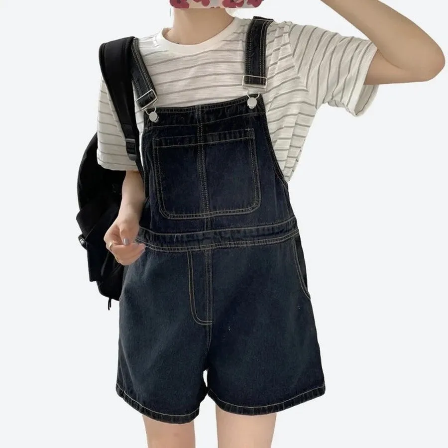 Trendy Denim Overall  Relaxed Fit Shorts