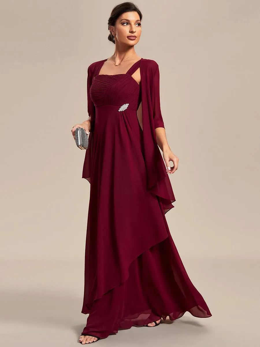 Two-Piece Square Neck Mother of the Bride Dress with Chiffon Top(Final Sale)
