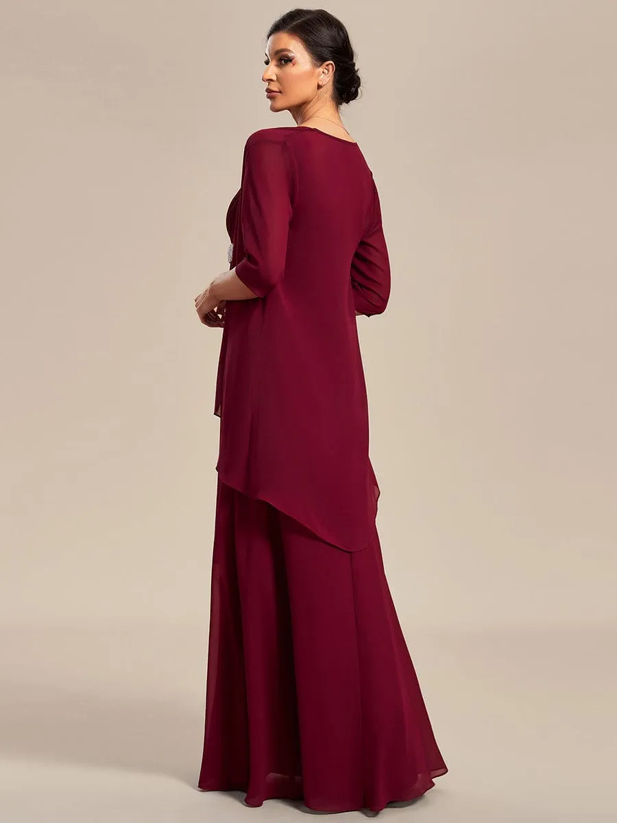 Two-Piece Square Neck Mother of the Bride Dress with Chiffon Top(Final Sale)
