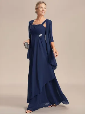 Two-Piece Square Neck Mother of the Bride Dress with Chiffon Top(Final Sale)