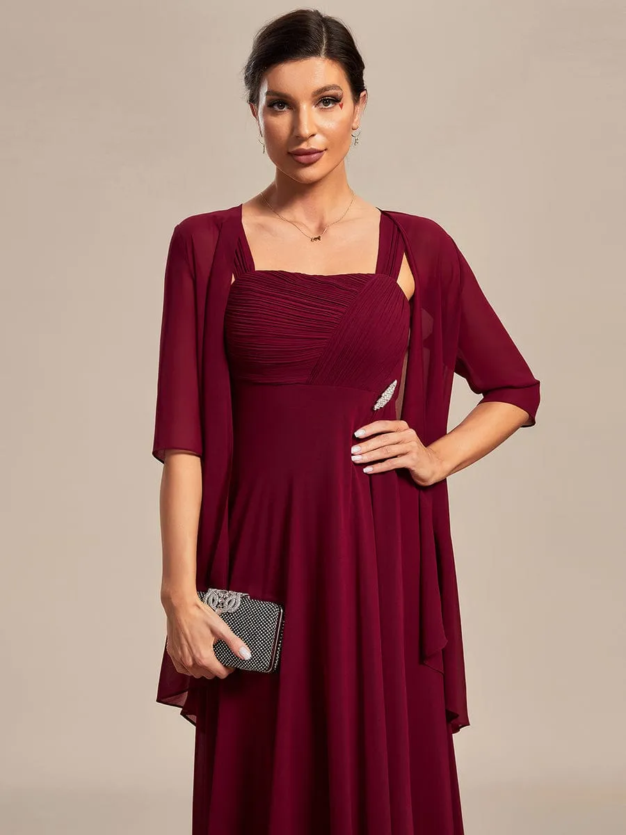 Two-Piece Square Neck Mother of the Bride Dress with Chiffon Top(Final Sale)