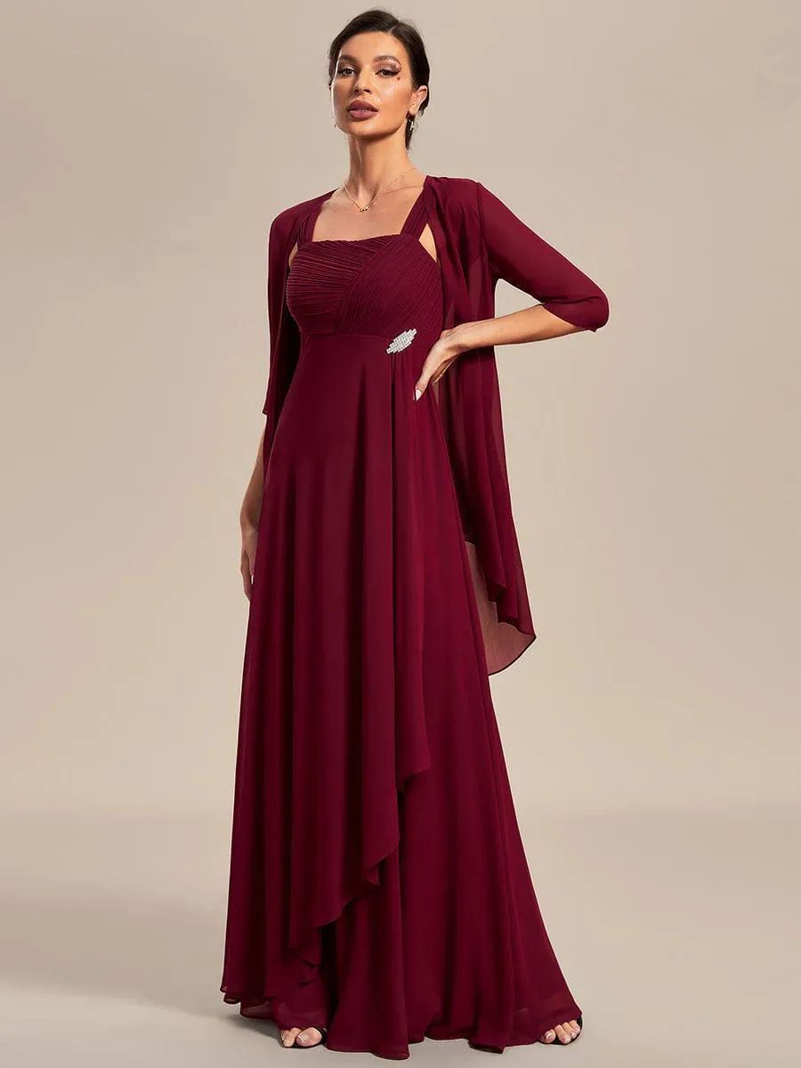 Two-Piece Square Neck Mother of the Bride Dress with Chiffon Top(Final Sale)