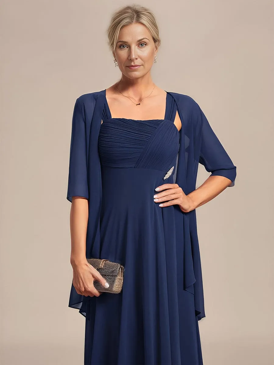 Two-Piece Square Neck Mother of the Bride Dress with Chiffon Top(Final Sale)