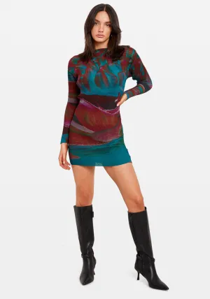 WAFFLE PLEAT MINI DRESS WARATAH