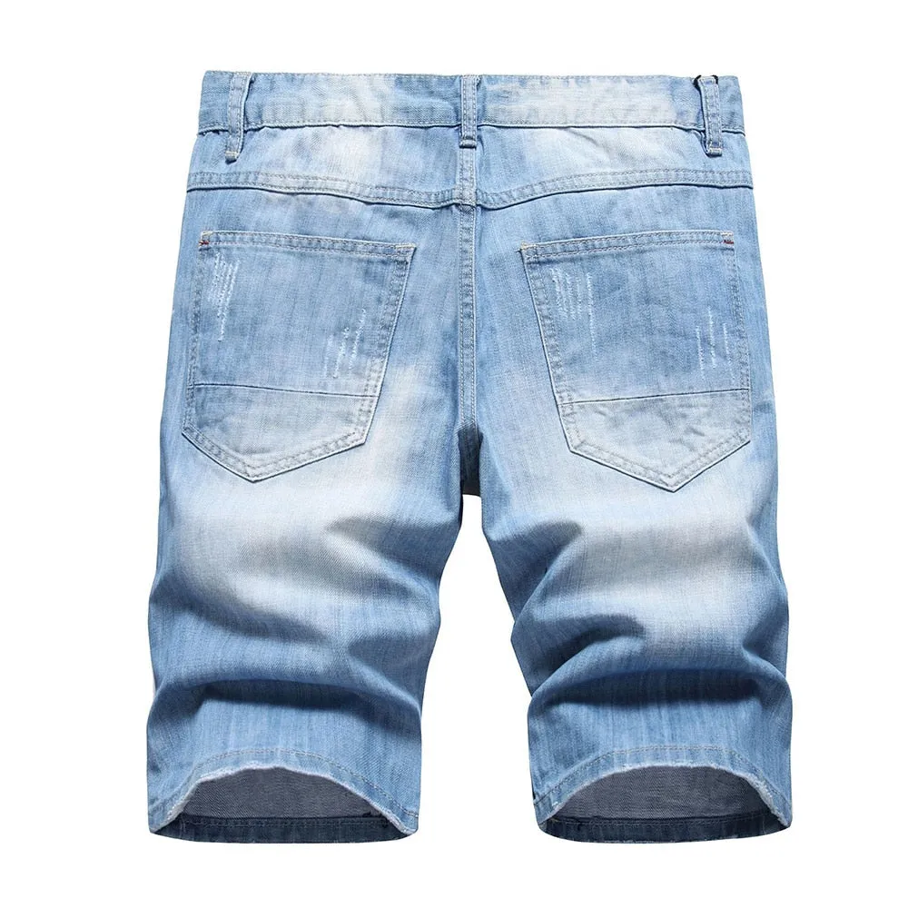 West Louis Crystal Patch Star & Holes Jeans Short