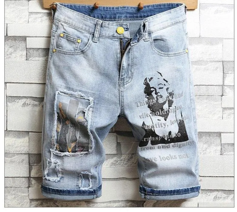 West Louis Marilyn Monroe Print Youth Denim Shorts