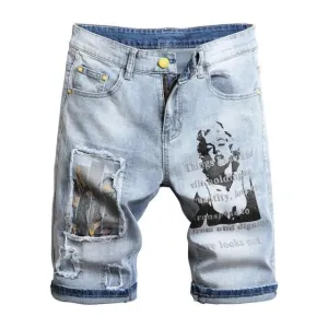 West Louis Marilyn Monroe Print Youth Denim Shorts