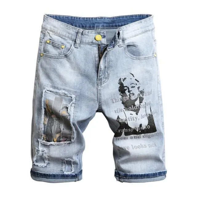 West Louis Marilyn Monroe Print Youth Denim Shorts