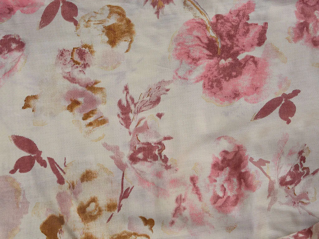 White Floral Premium Modal Chanderi Silk Fabric