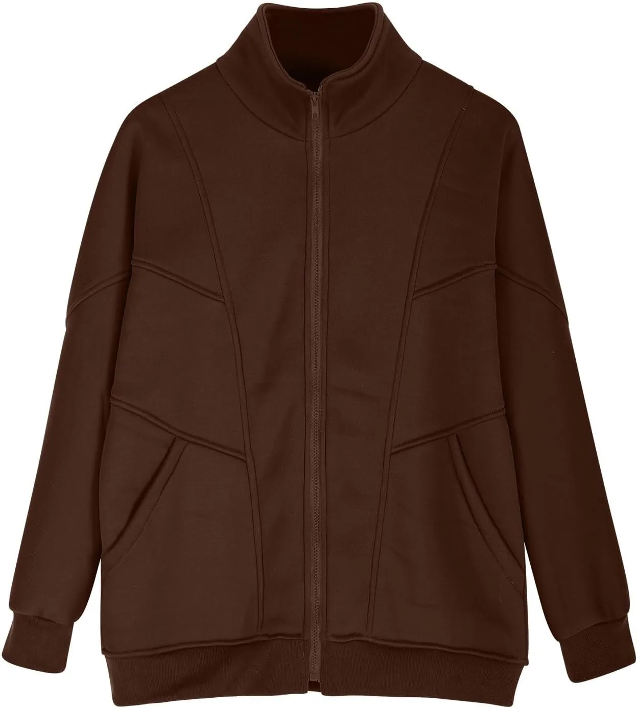 Womens Oversized Sweatshirts Jacket Zip Up Long Sleeve Fleece Y2K Jacket Pockets 2024 Fall Outfits Fashion Clothes