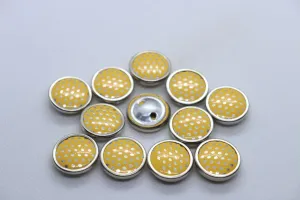 Yellow Circular Metal Ring Polka Dot Coat Button